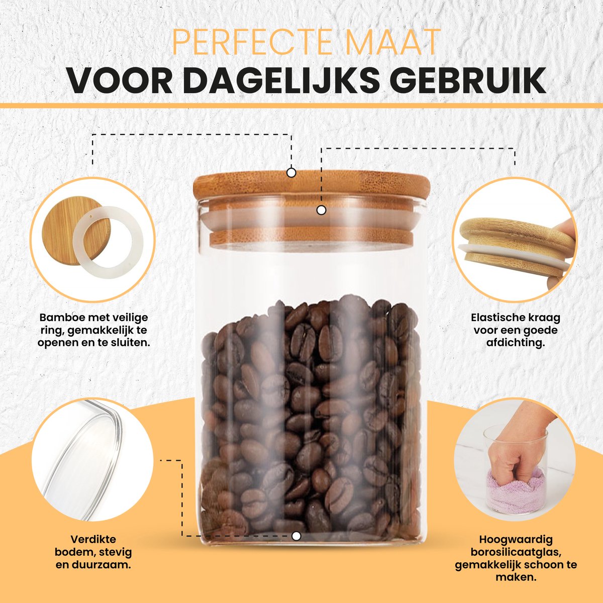 Greenky 12 Glazen Voorraadpotten met Bamboe Deksel