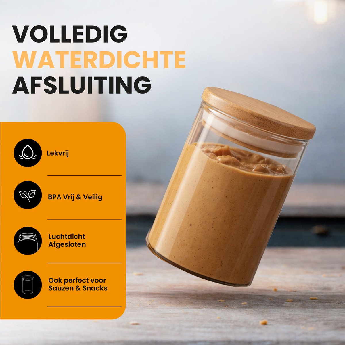 Greenky 12 Glazen Voorraadpotten met Bamboe Deksel